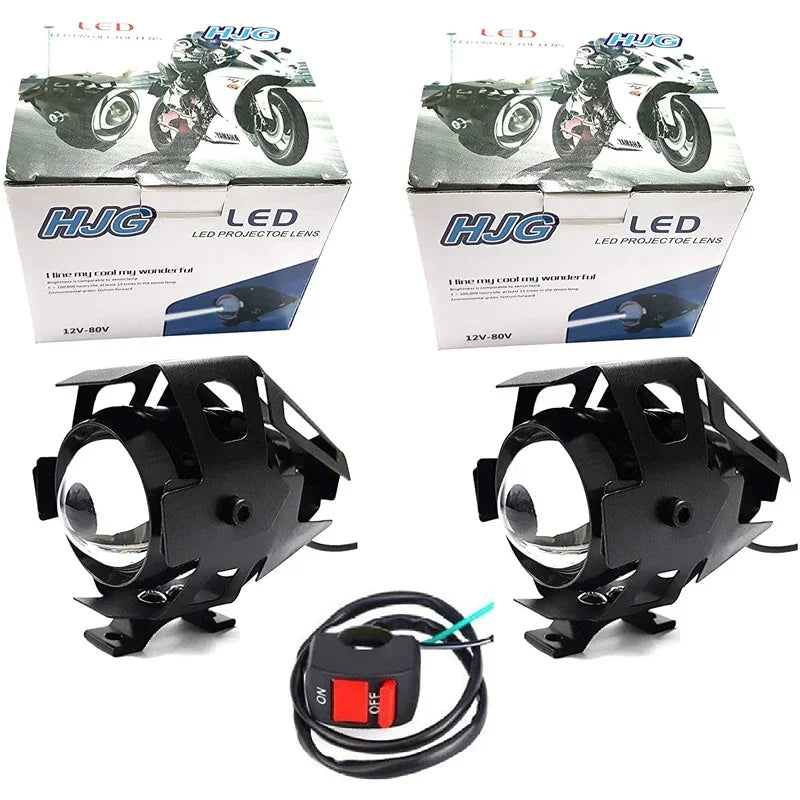 HJG U5 CREE LED Driving Fog Light in Aluminum Body with Switch for All Motorcycles, ATV and Bikes and Cars (15W, White Light, 2 PCS) - Biker.Store - www.biker.store