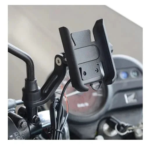 Universal CNC, Motorcycle Handlebar Mount Holder Stand for 3.5-6.2 Inch Mobile, GPS, Action Camera, Anti-Slip Fixed Bracket Shockproof (Without USB) - Biker.Store - www.biker.store