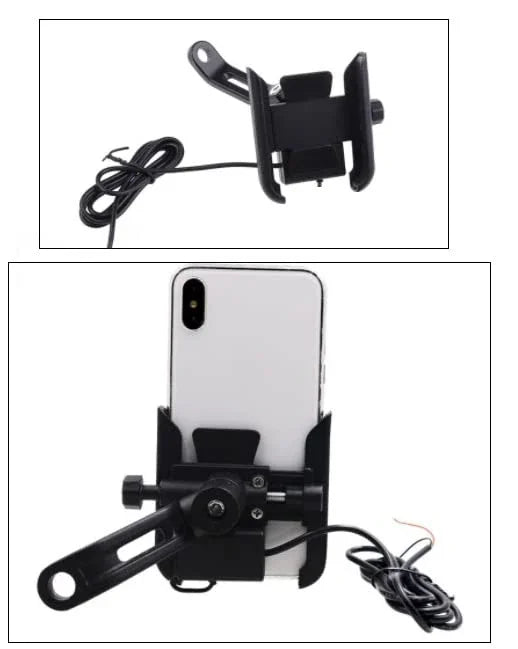 Universal CNC, Motorcycle Handlebar Mount Holder Stand for 3.5-6.2 Inch Mobile, GPS, Action Camera, Anti-Slip Fixed Bracket Shockproof (Without USB) - Biker.Store - www.biker.store