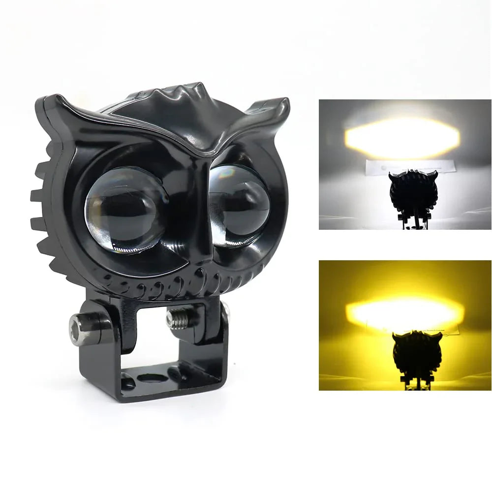 SSLG 2 Led OWL Shape Fog Yellow-White light Low & High Beam for universal vehicles 9V-60V 30W - Biker.Store - www.biker.store