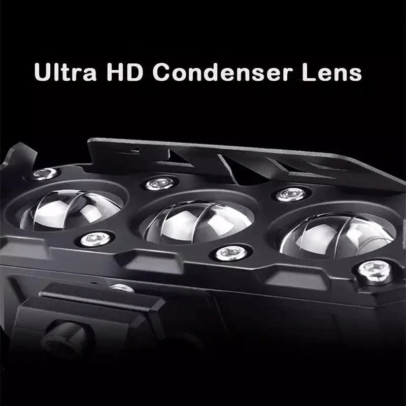 Original HJG Series of Premium Fog Light (3 Round LED HJG Fog Light, 60W per pc * 2 = 120W Total) White Yellow - Biker.Store - www.biker.store