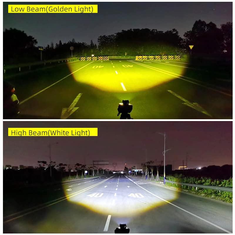 HJG Double Lens Dual Tone Fog Light with Smart LED 12-80W with Universal Fit for All Cars and Bikes (Hjg Original) - Yellow/ White - Biker.Store - www.biker.store