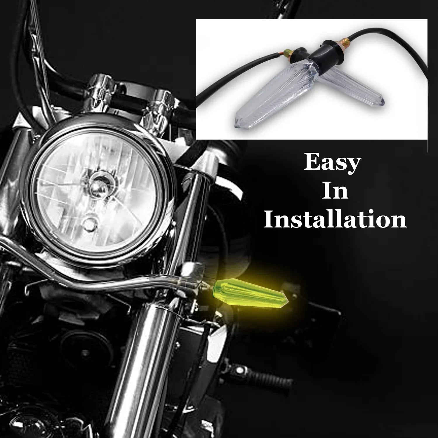 Yellow Transparent Bike Indicator Turn Signal Indicator Blinker Light Transparent Crystal Material Waterproof Universal for All Bikes (Yellow) (Pack of 2) - Biker.Store - www.biker.store