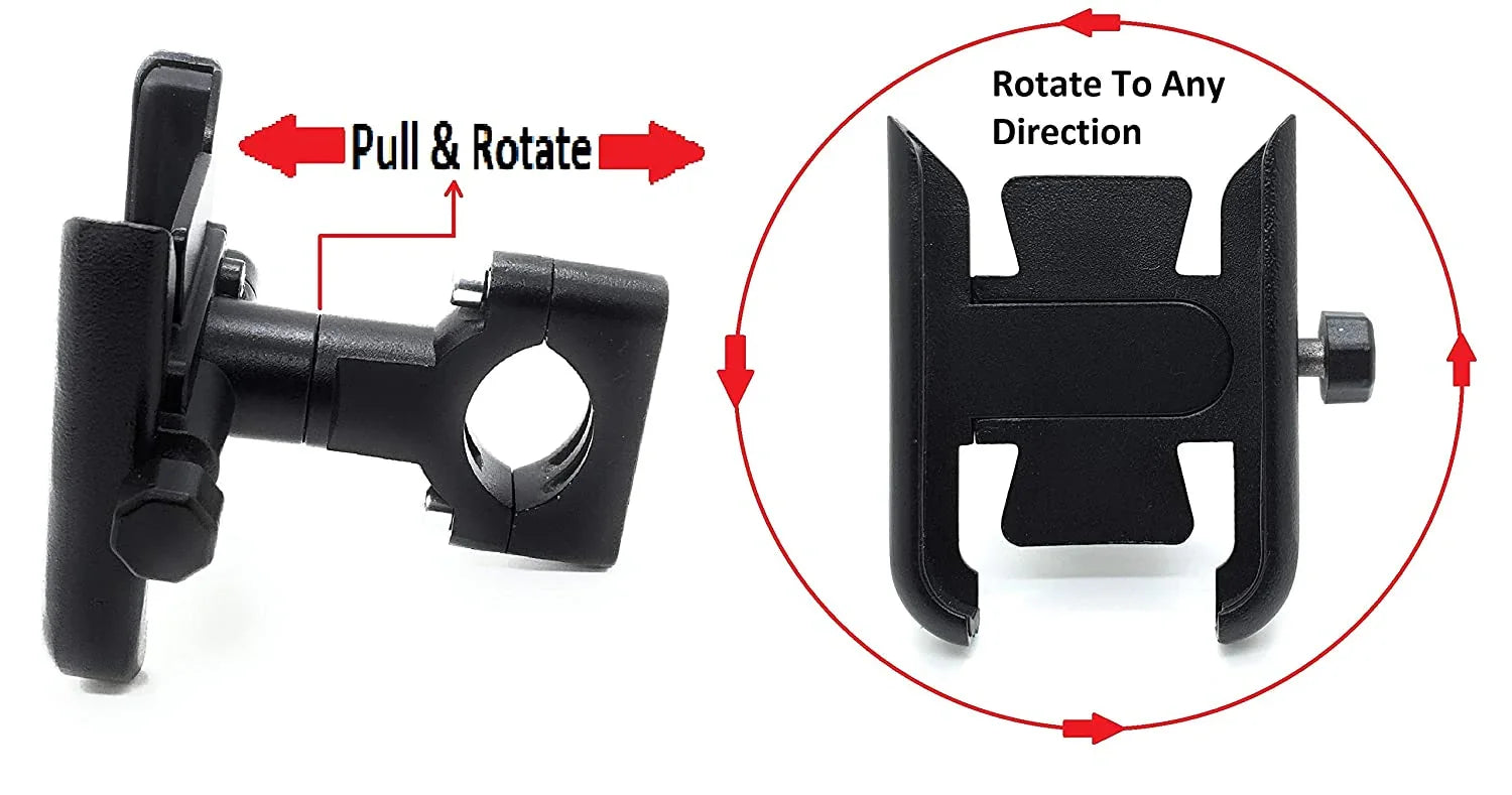 Universal CNC, Motorcycle Handlebar Mount Holder Stand for 3.5-6.2 Inch Mobile, GPS, Action Camera, Anti-Slip Fixed Bracket Shockproof (Without USB) - Biker.Store - www.biker.store
