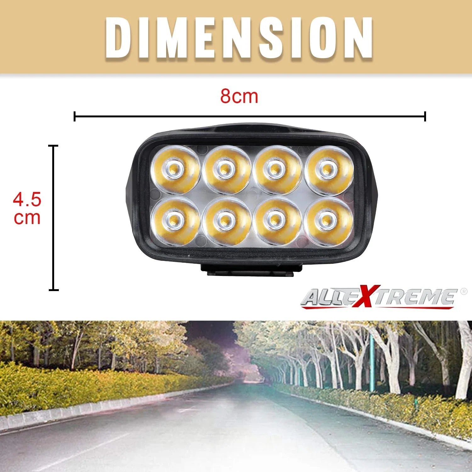 8 LED Universal LED Fog Light Driving Work Lamp for Bike Cars and Motorcycle (8 Led, 2Pcs With Switch) - Biker.Store - www.biker.store