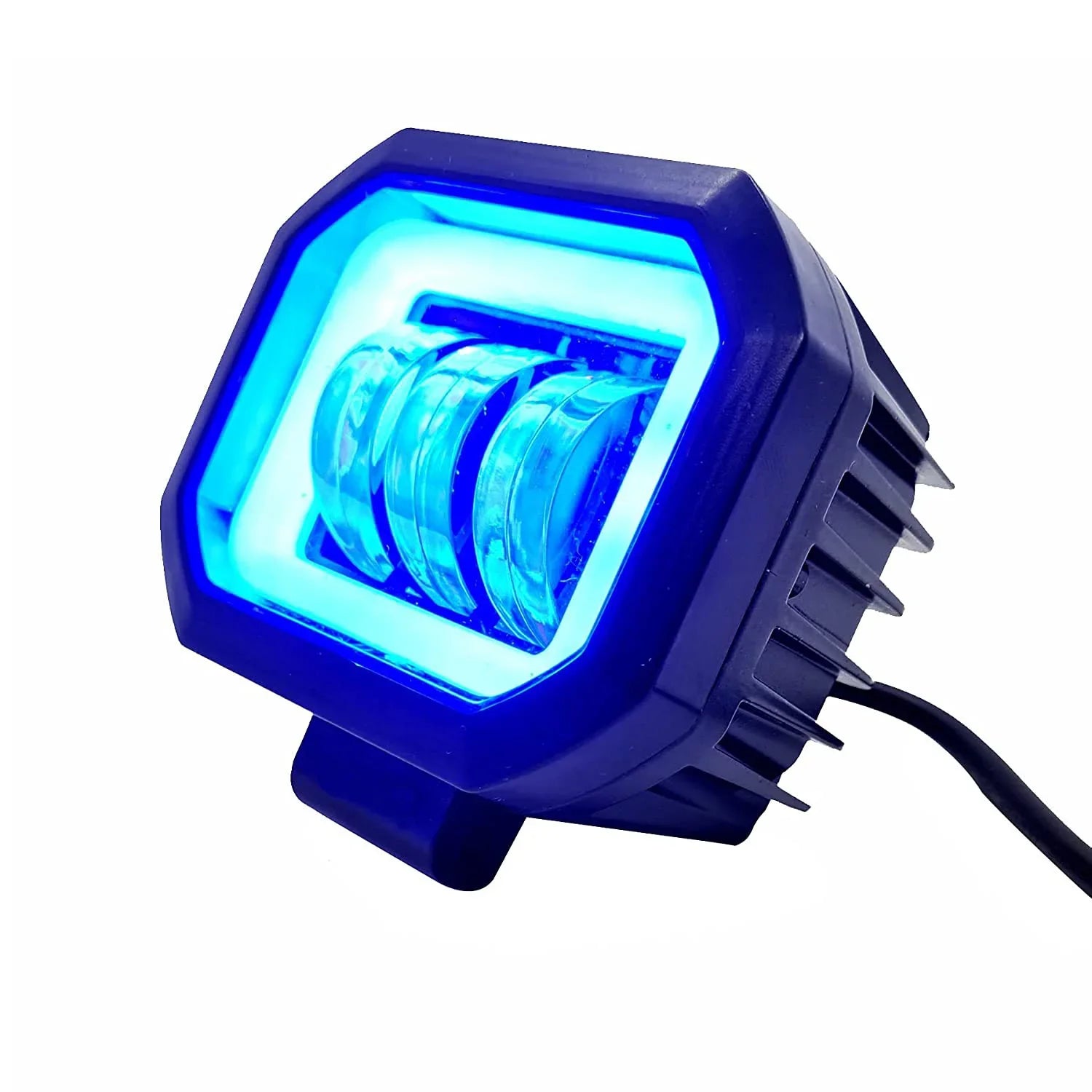 HJG Harley Square Shape fog light 3 Led Blue DRL For Bikes & Cars.(Light Power: 60W Voltage: DC9-80V) - Biker.Store - www.biker.store
