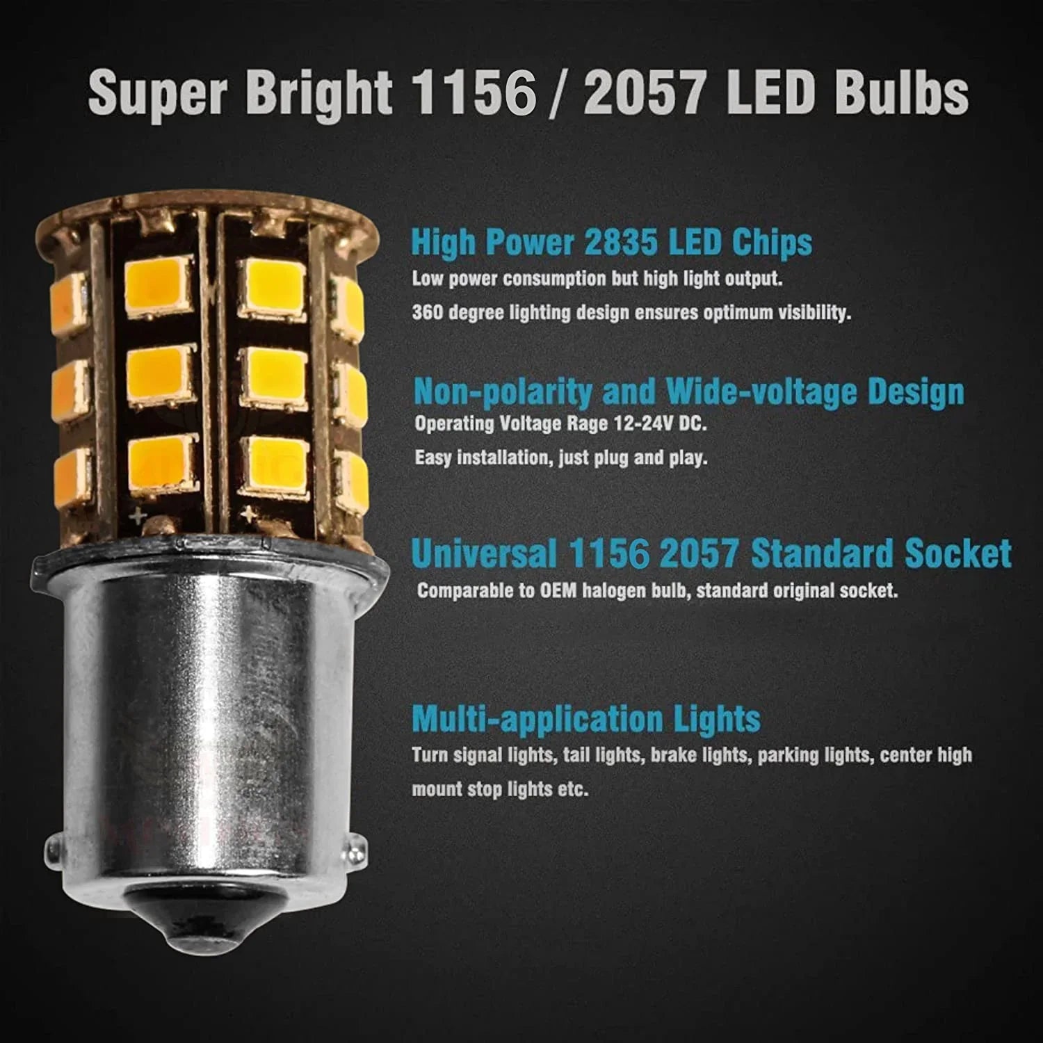 Orange LED Indicator Bulb Bright 360° Reflecting LED Indicator Bulbs Light (STRAIGHT PIN LED ) 2pc Indicator Light Car, Motorbike LED (12 V, 10 W) (Universal For Bike, Universal For Car, Pack of 1) - Biker.Store - www.biker.store