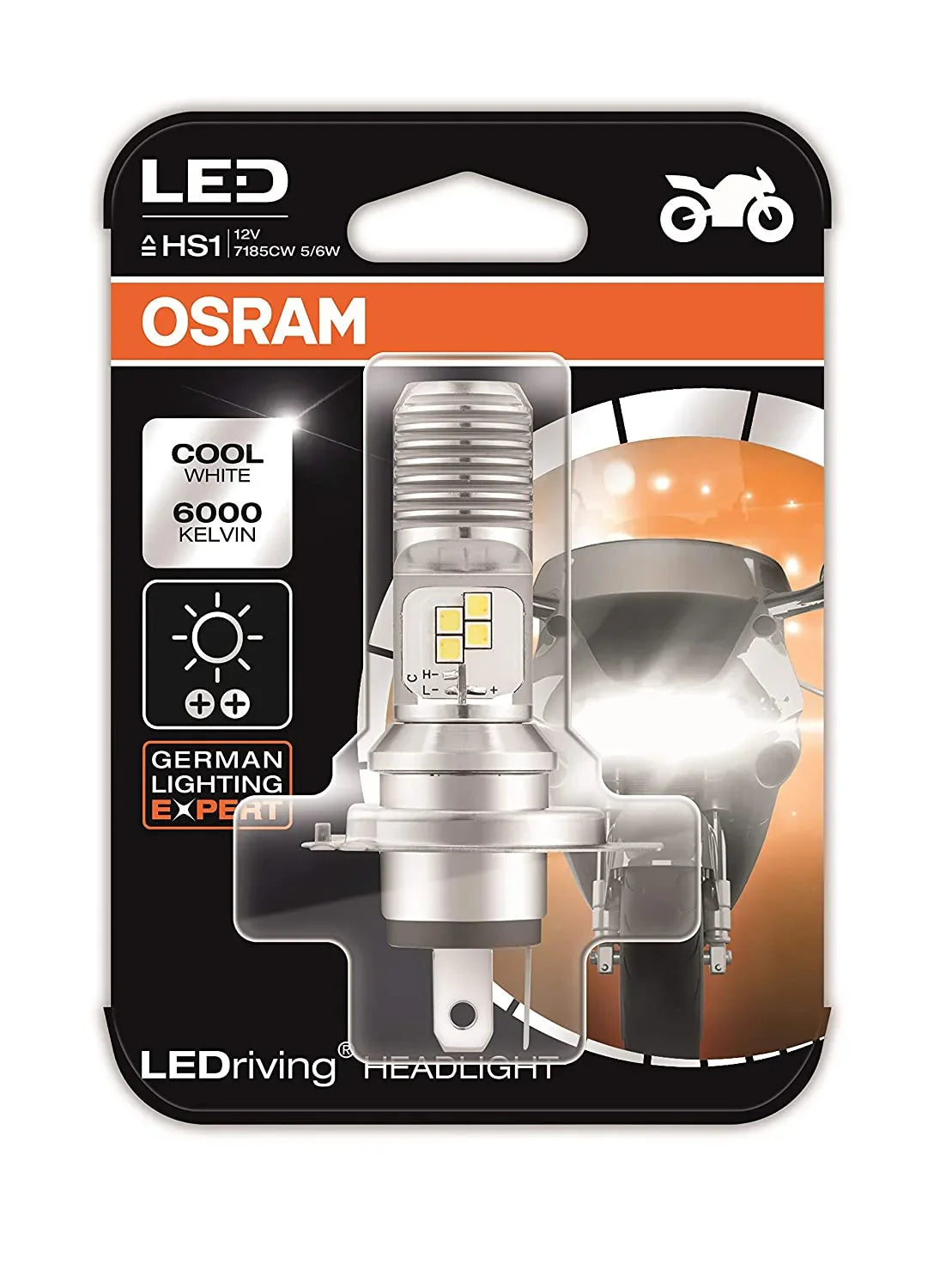 OSRAM LEDriving HEADLIGHT for bikes HS1 7285CW 5/6W 12V PX43T Blister Pack, Cool White - Biker.Store - www.biker.store