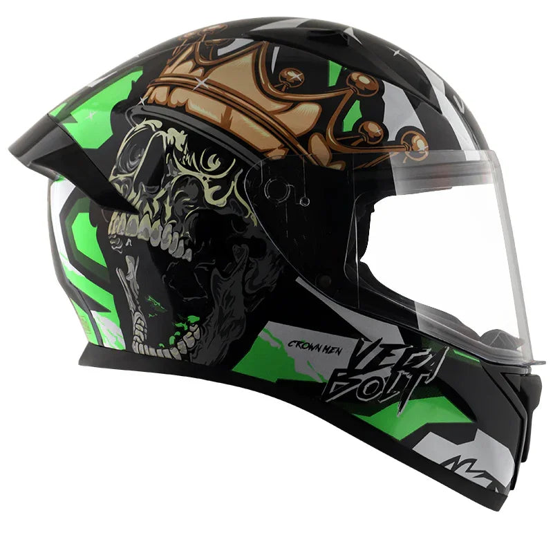 Vega Bolt Crown Men Black Neon Green Helmet - Biker.Store - www.biker.store