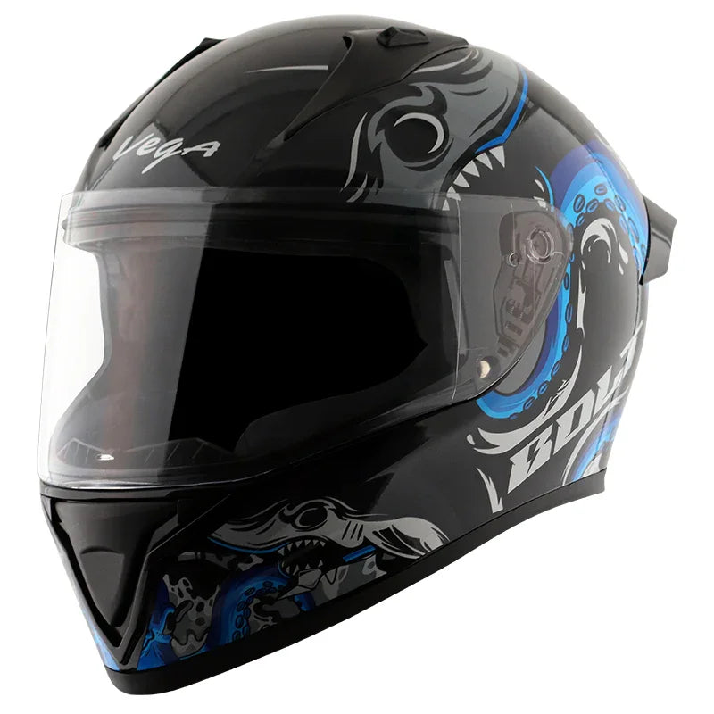 Vega Bolt Octopus Black Blue Helmet - Biker.Store - www.biker.store