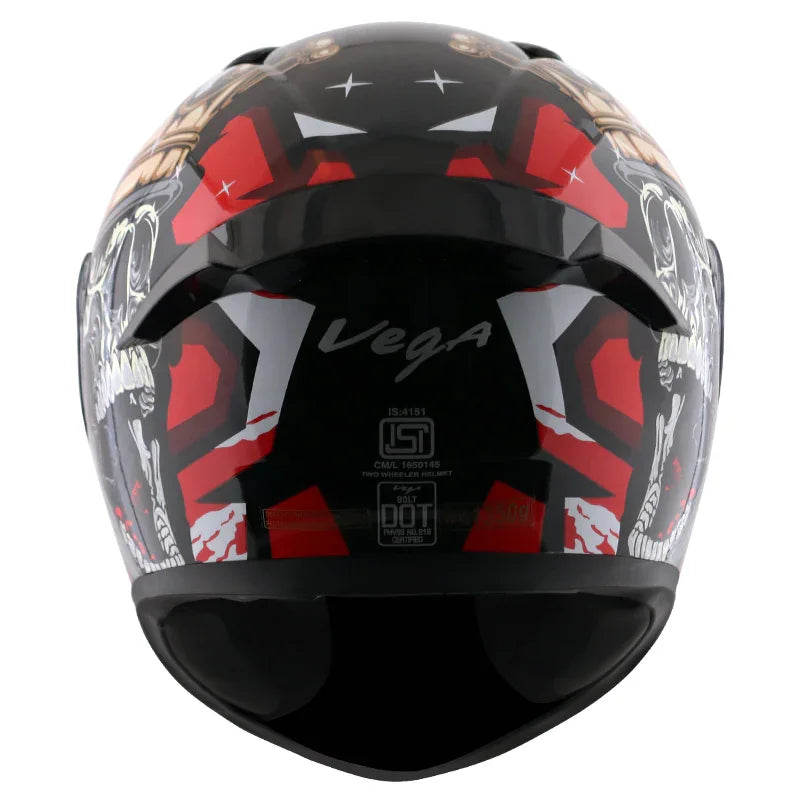 Vega Bolt Crown Men Black Red Helmet - Biker.Store - www.biker.store