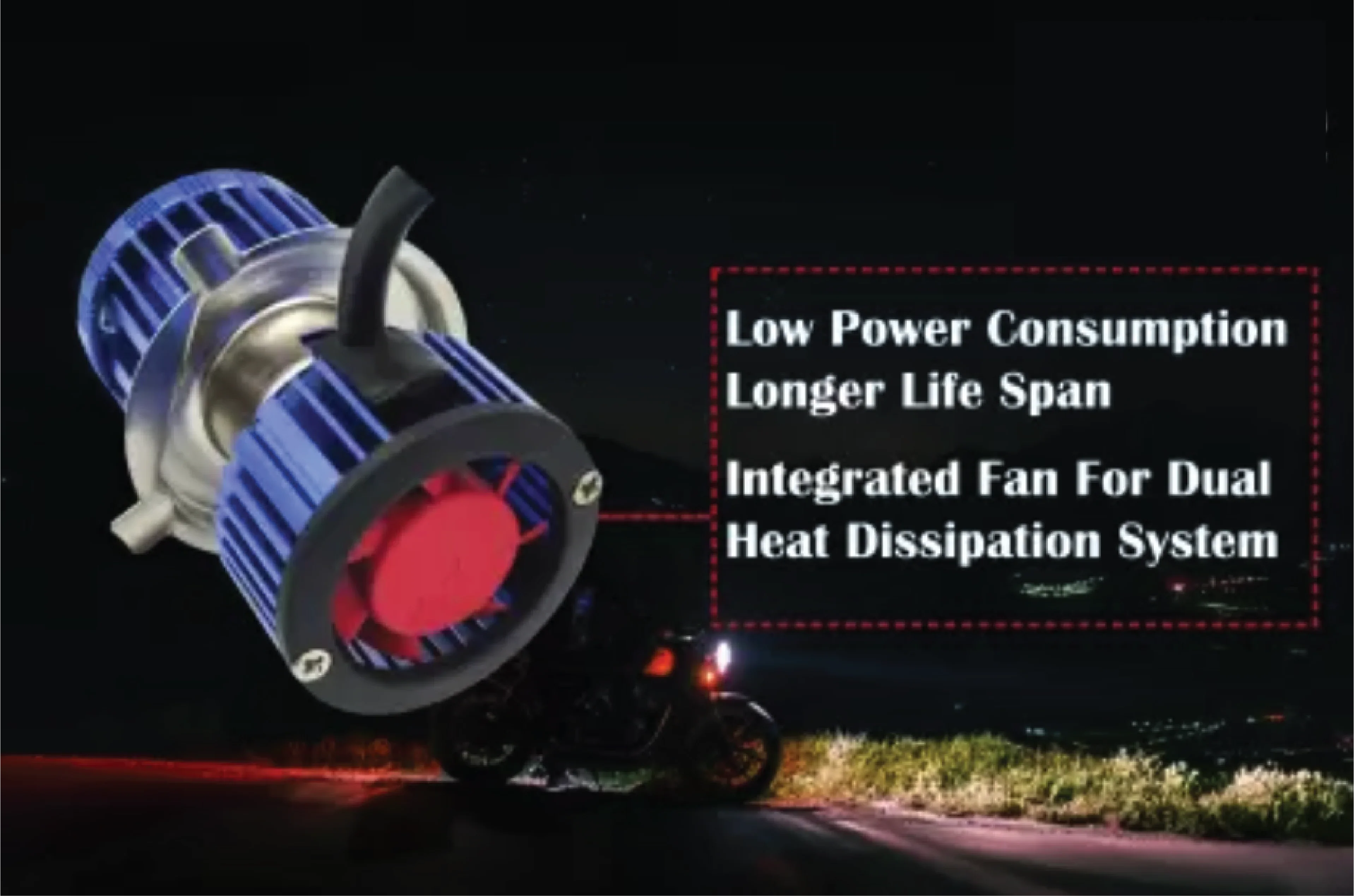 CYT ORIGINAL LED DC White/Yellow DUAL Power Headlight Bulb Universal For All Bikes, Motorcycle, Scooty (DC8V-48V, 40W) 3 Side H4 White/Yellow DUAL LED Headlight with Cooling Fan Head lamp Conversion Kit - Type H4, Blue Body - Biker.Store - www.biker.store