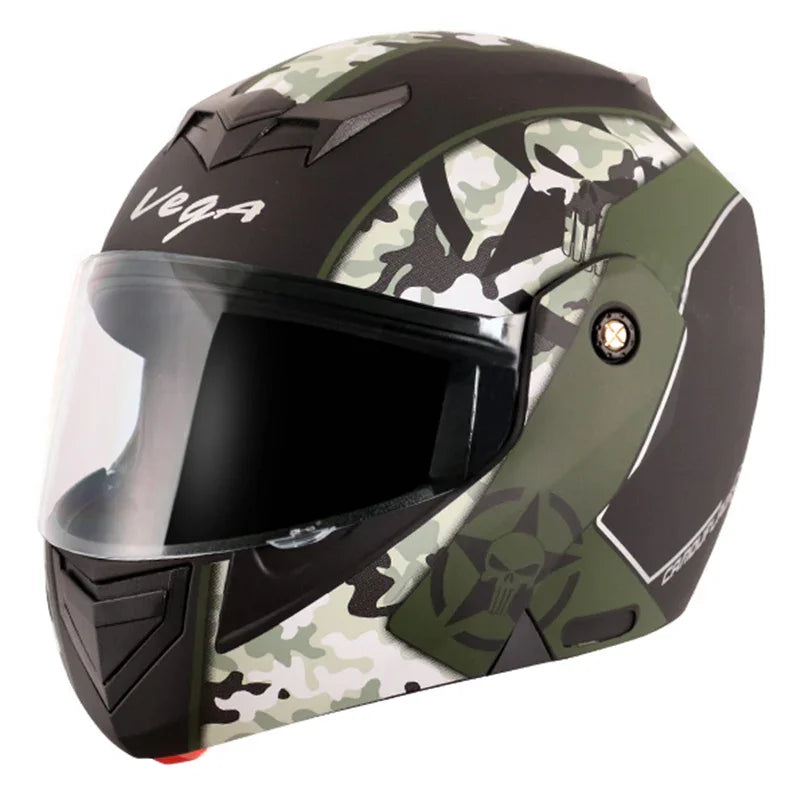 Vega Crux Dx Camouflage Dull Black Battle Green Helmet - Biker.Store - www.biker.store