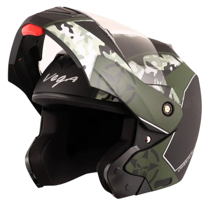 Vega Crux Dx Camouflage Dull Black Battle Green Helmet - Biker.Store - www.biker.store