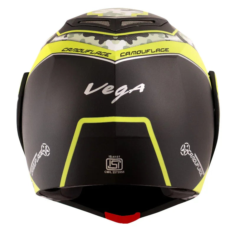 Vega Crux Dx Camouflage Dull Black Neon Yellow Helmet - Biker.Store - www.biker.store
