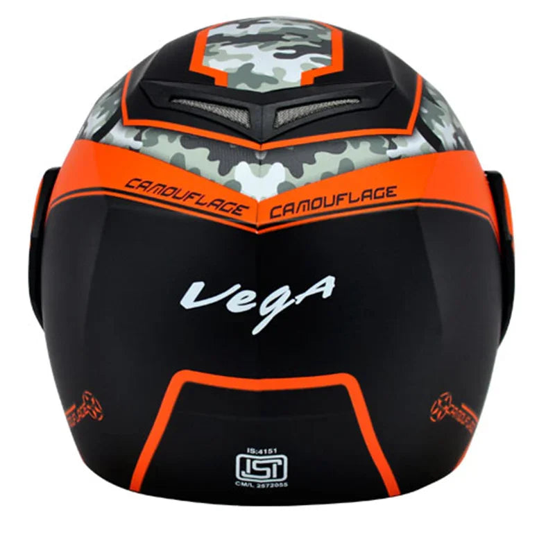 Vega Crux Dx Camouflage Dull Black Orange Helmet - Biker.Store - www.biker.store