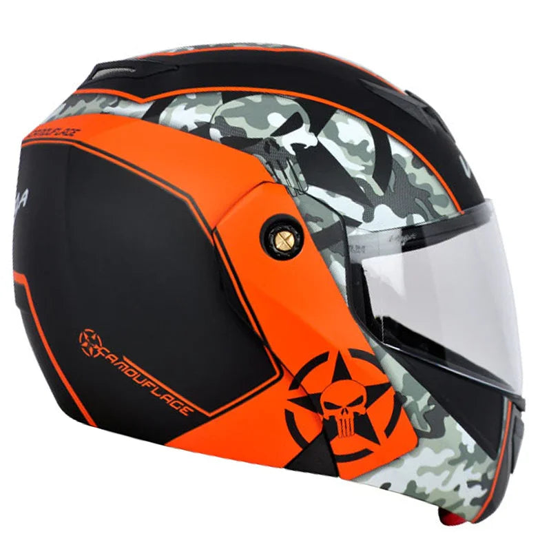 Vega Crux Dx Camouflage Dull Black Orange Helmet - Biker.Store - www.biker.store