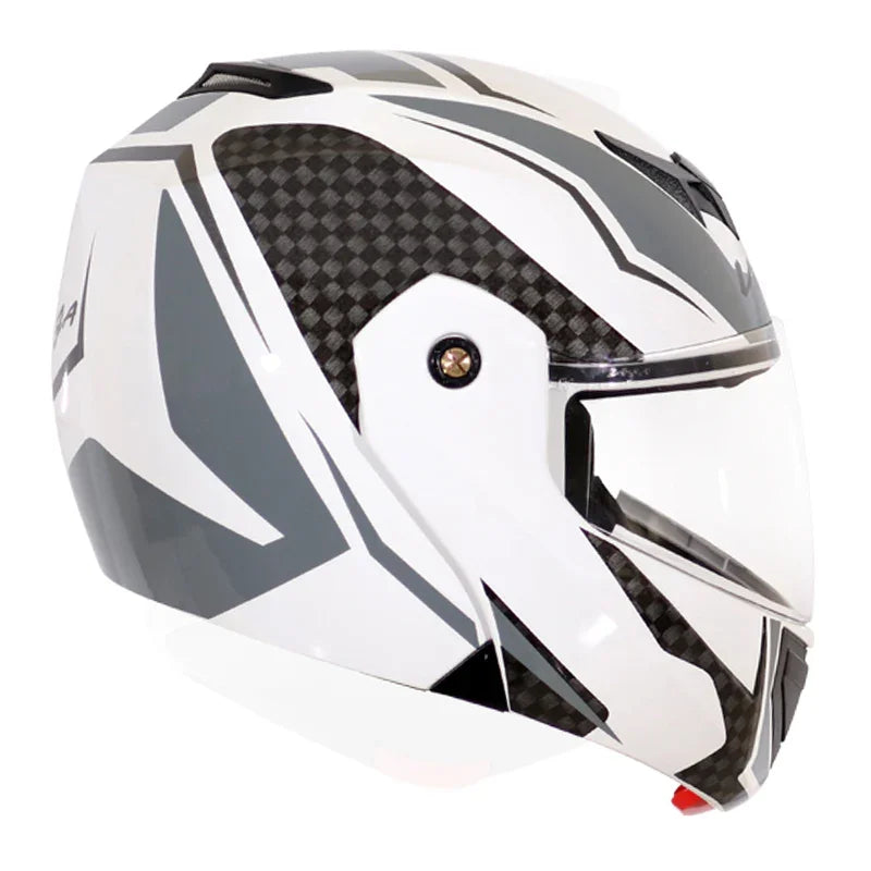 Vega Crux Dx Checks White Silver Helmet - Biker.Store - www.biker.store