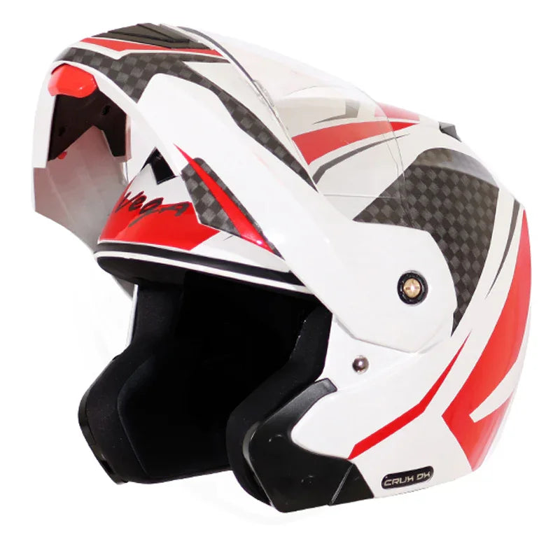 Vega Crux Dx Checks White Red Helmet - Biker.Store - www.biker.store