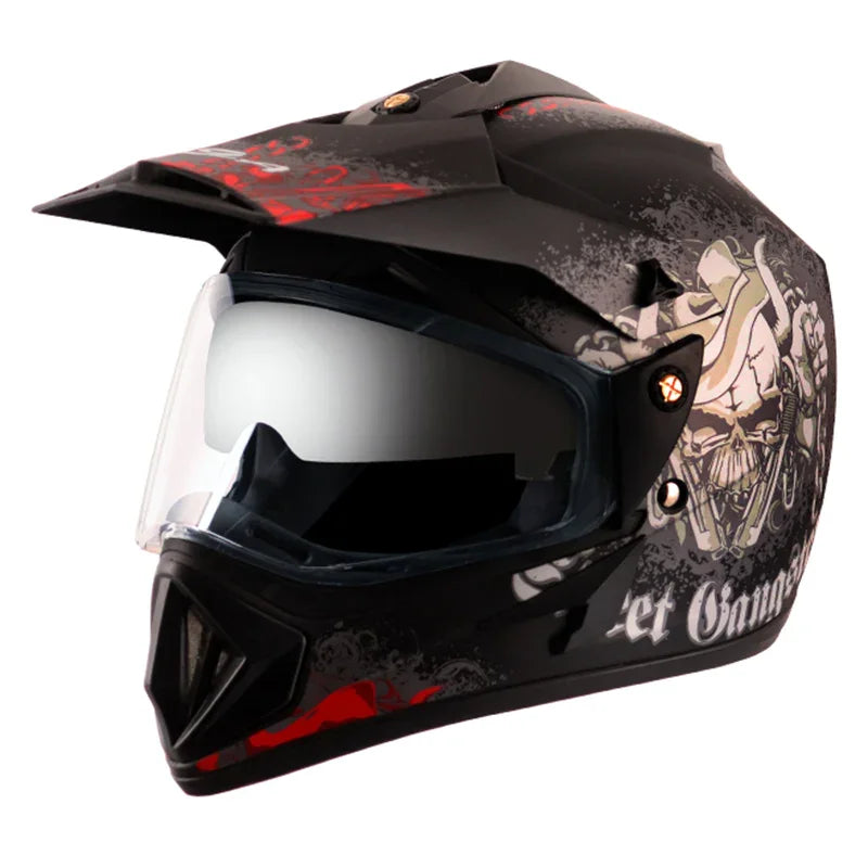 Vega Off Road D/V Gangster Dull Black Red Helmet - Biker.Store - www.biker.store