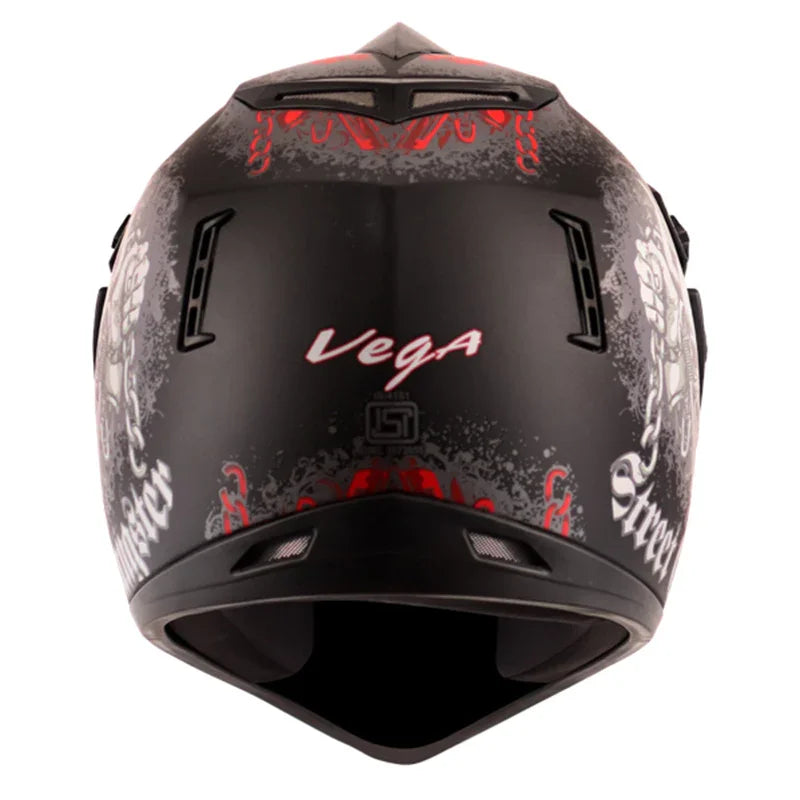 Vega Off Road D/V Gangster Dull Black Red Helmet - Biker.Store - www.biker.store