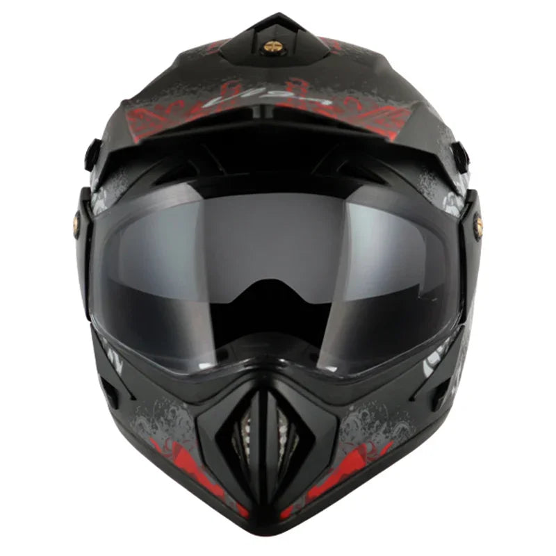 Vega Off Road D/V Gangster Dull Black Red Helmet - Biker.Store - www.biker.store