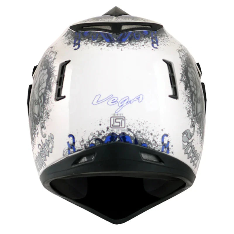 Vega Off Road D/V Gangster White Blue Helmet - Biker.Store - www.biker.store