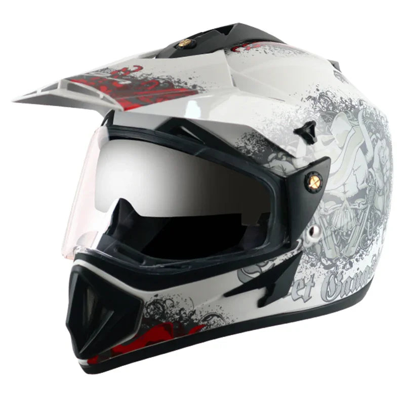 Vega Off Road D/V Gangster White Red Helmet - Biker.Store - www.biker.store