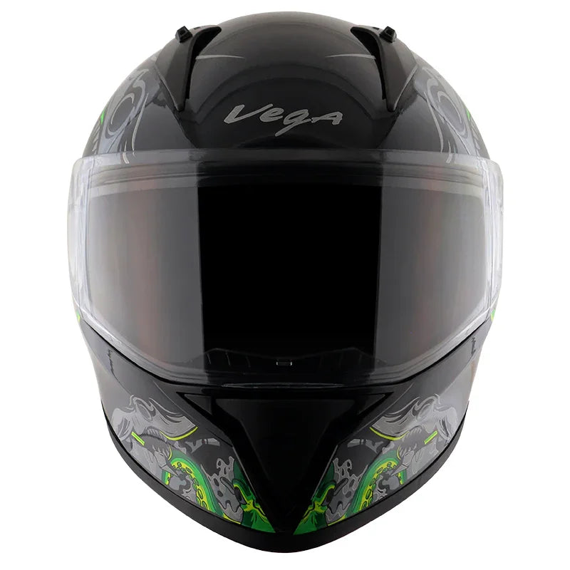 Vega Bolt Octopus Black Neon Green Helmet - Biker.Store - www.biker.store