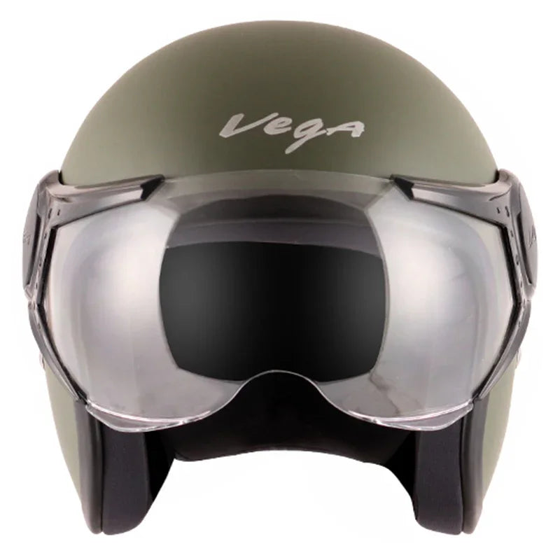 Vega JET W/Visor Dull Army Green Helmet - Biker.Store - www.biker.store