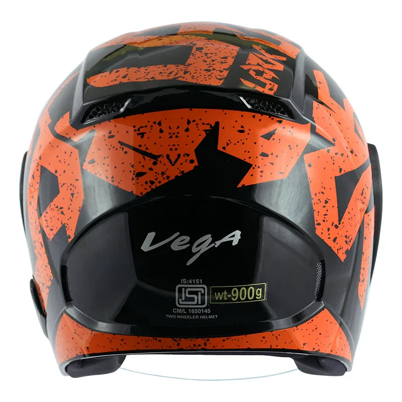 Vega Lark Victor Black Orange Helmet - Biker.Store - www.biker.store