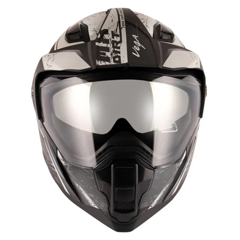 Vega Mount D/V MX Dirt Black Silver Helmet - Biker.Store - www.biker.store