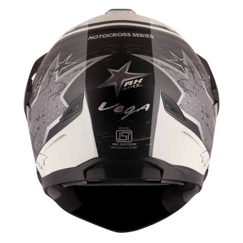 Vega Mount D/V MX Dirt Black Silver Helmet - Biker.Store - www.biker.store