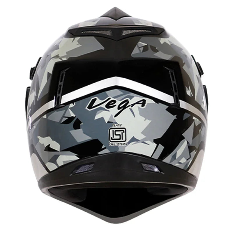 Vega Off Road D/V Camo Dull Black Silver Helmet - Biker.Store - www.biker.store