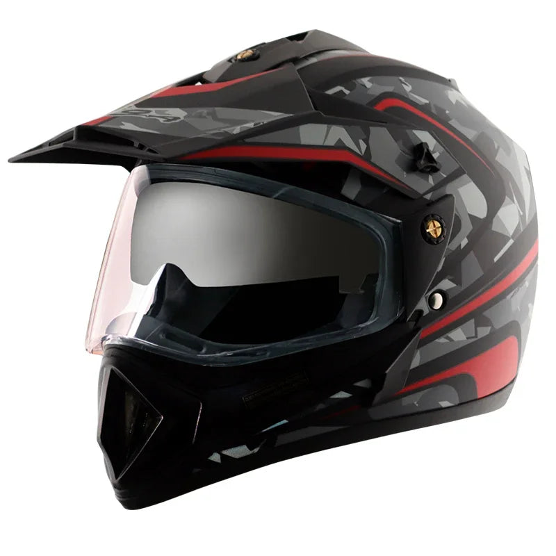 Vega Off Road D/V Camo Dull Black Red Helmet - Biker.Store - www.biker.store