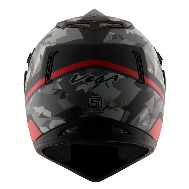 Vega Off Road D/V Camo Dull Black Red Helmet - Biker.Store - www.biker.store