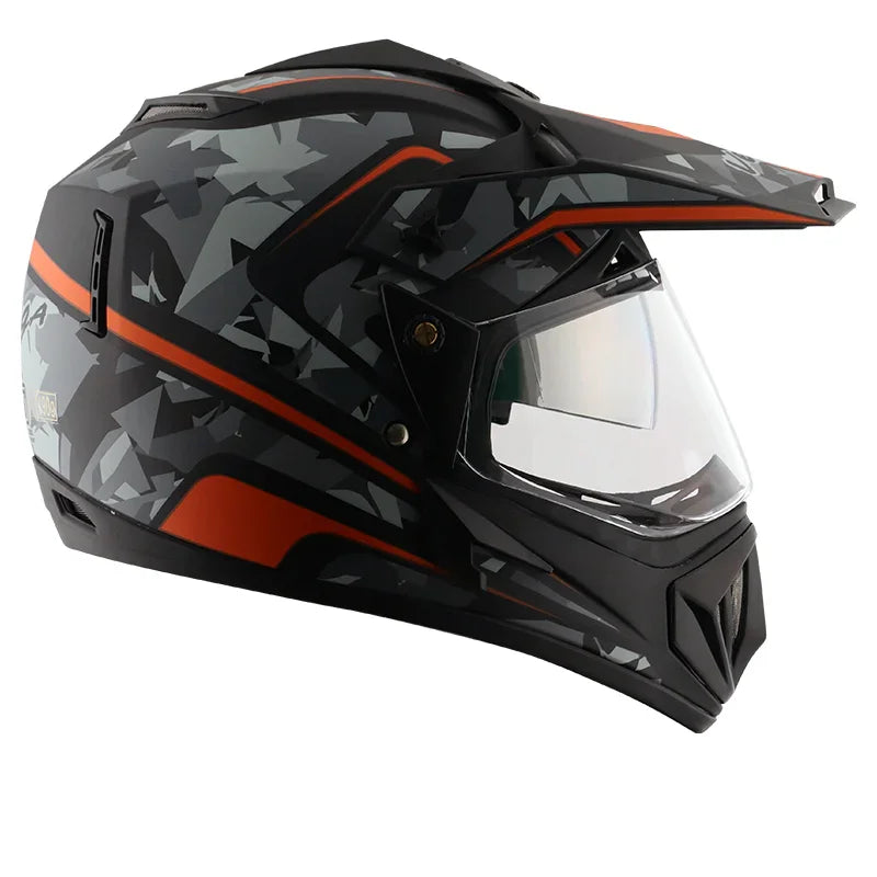 Vega Off Road D/V Camo Dull Black Orange Helmet - Biker.Store - www.biker.store