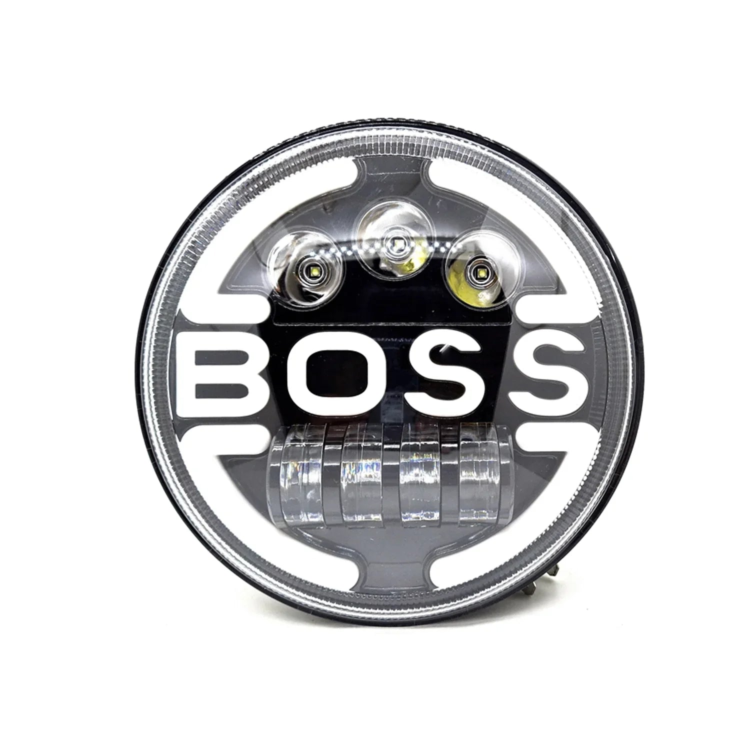 7 Inch Round Headlight Compatible with Royal Enfield, Jeep & Harley Davidson (Harley Boss Headlight) - Biker.Store - www.biker.store