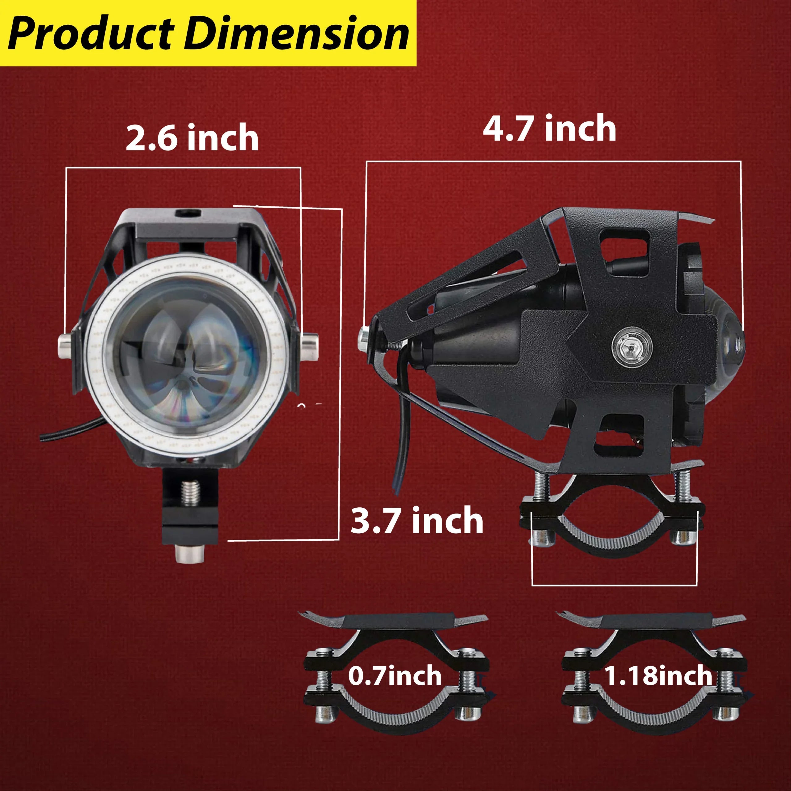 HJG U7 Projector Lens Foglight (Set of 2 with switch) - UNIVERSAL for All Cars & Bikes - Biker.Store - www.biker.store