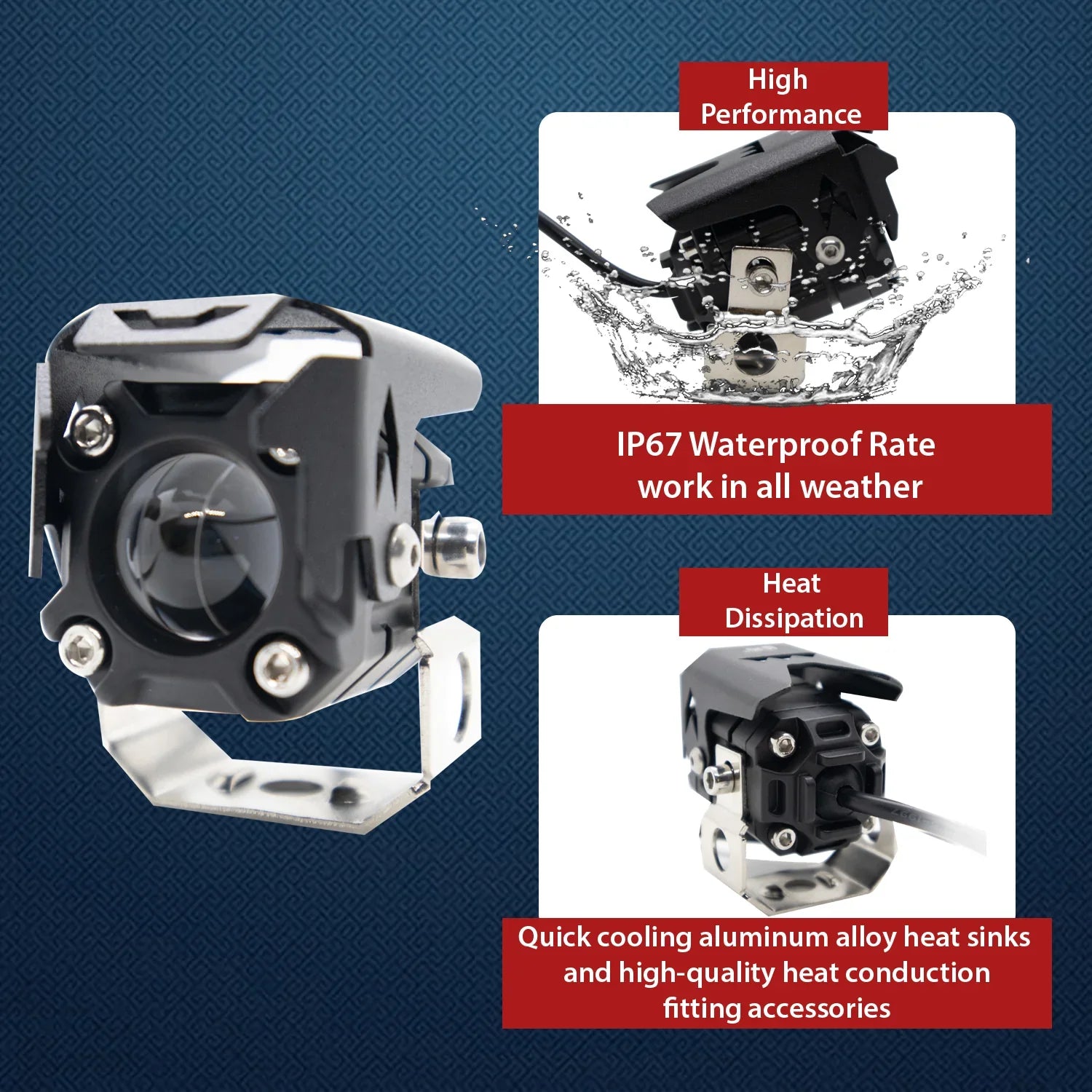 HJG 120W Projector Fog Light LED Work Light Fog Lamp Dual Color Motorcycle Lights Spot Light High beam/Low beam Electric Cars (Headlights) (12-80V DC – 60W) - Biker.Store - www.biker.store