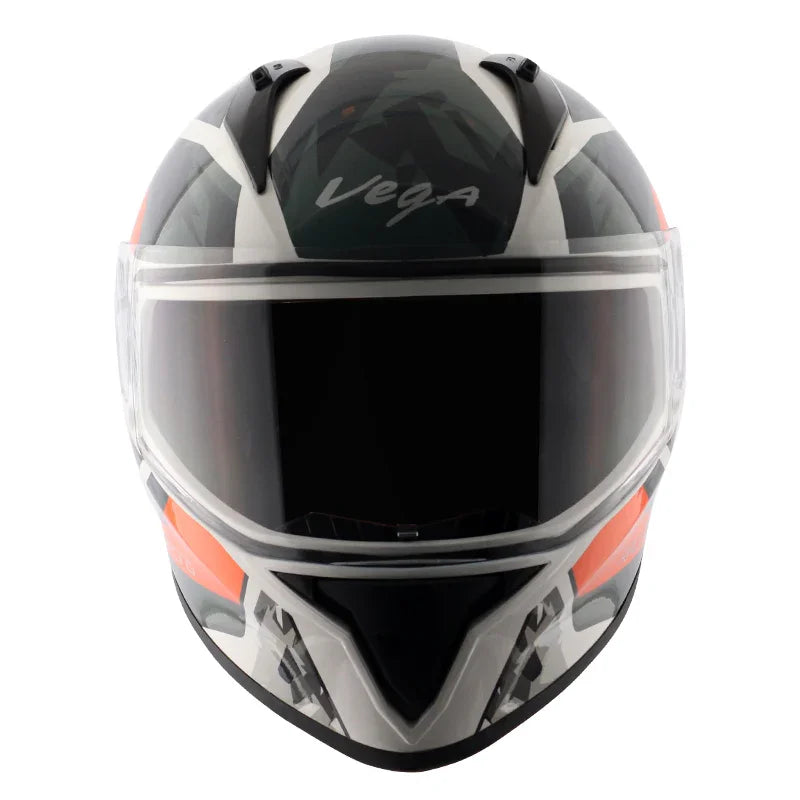 Vega Bolt Rapid White Orange Helmet - Biker.Store - www.biker.store