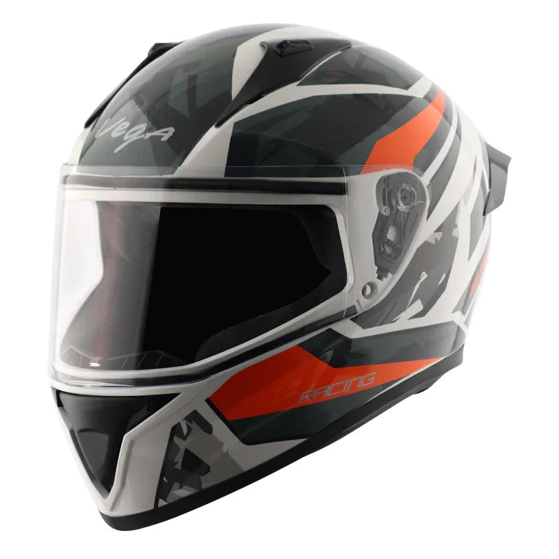 Vega Bolt Rapid White Orange Helmet - Biker.Store - www.biker.store