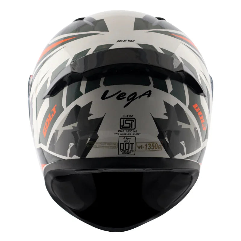 Vega Bolt Rapid White Orange Helmet - Biker.Store - www.biker.store