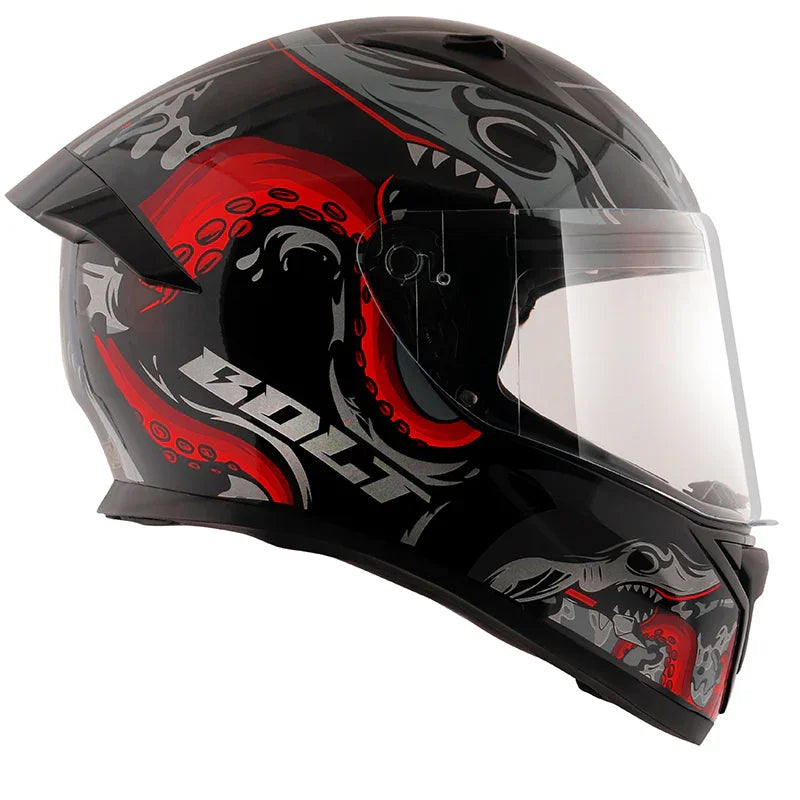 Vega Bolt Octopus Black Red Helmet - Biker.Store - www.biker.store
