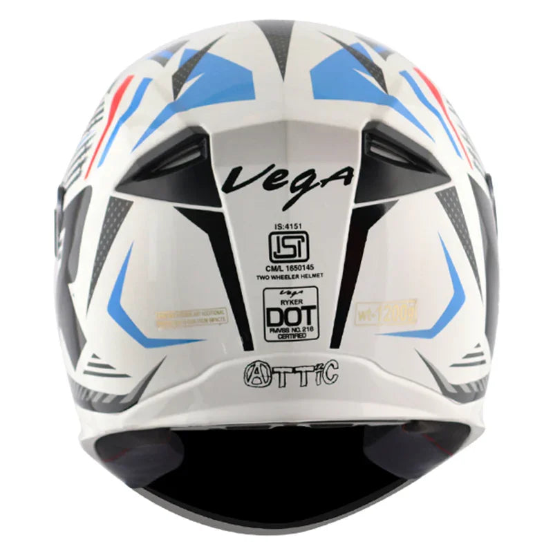Vega Ryker D/V Attic White Blue Helmet - Biker.Store - www.biker.store