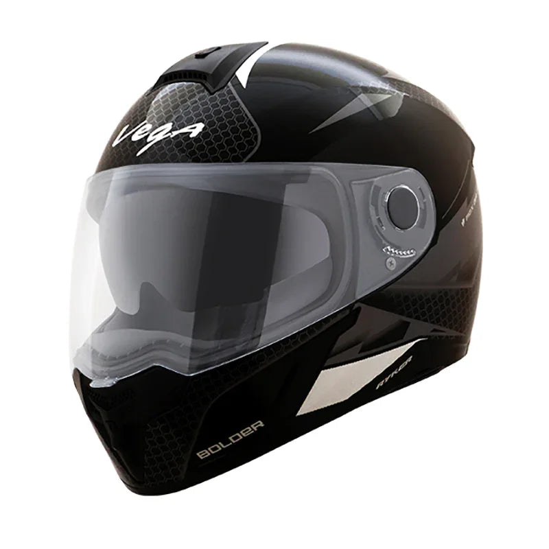 Vega Ryker D/V Bolder Black Silver Helmet - Biker.Store - www.biker.store