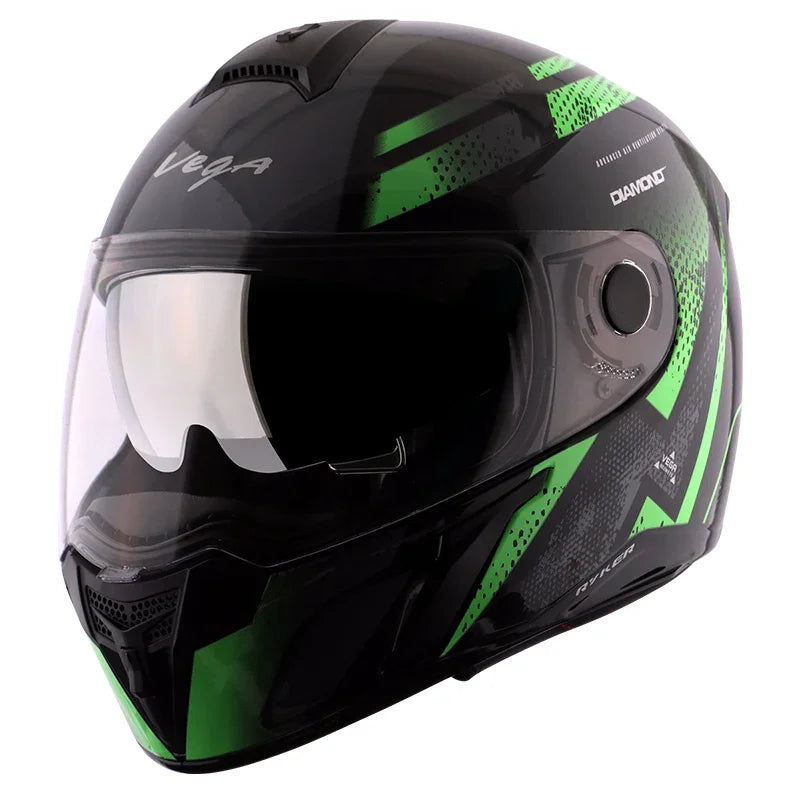 Vega Ryker D/V Diamond Black Green Helmet - Biker.Store - www.biker.store