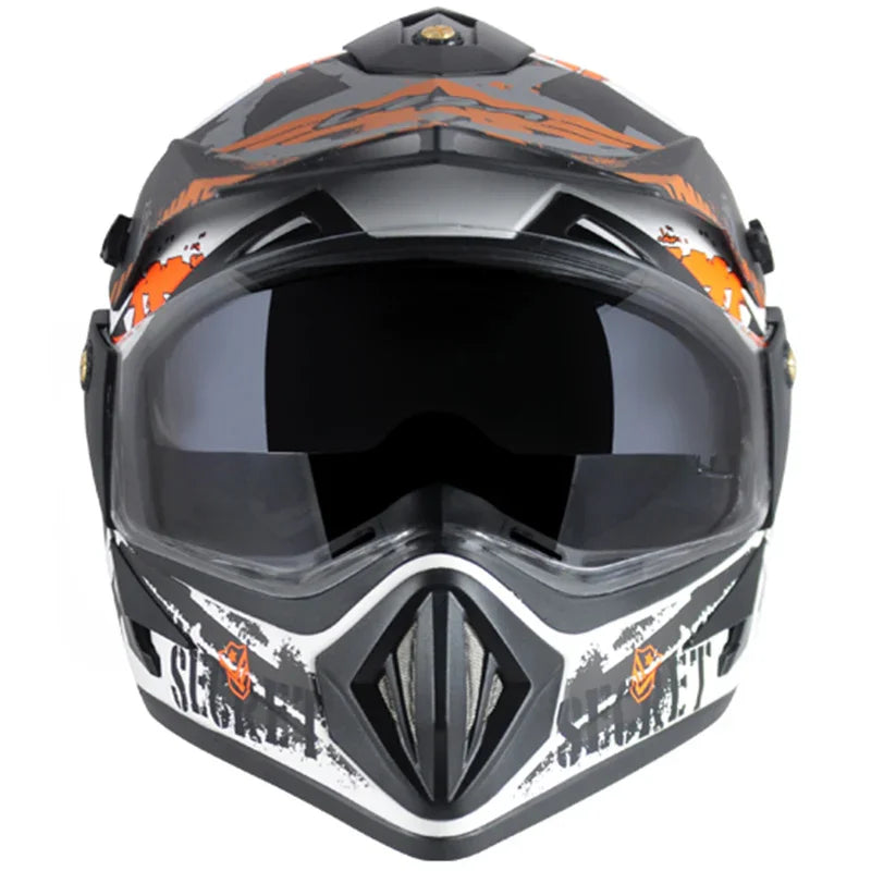 Vega Off Road D/V Secret Dull White Black Helmet - Biker.Store - www.biker.store