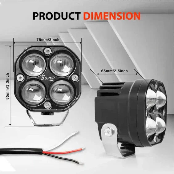 Super IMPORTED 120W Bike 4x4 LED FOG LIGHT ORIGINAL Super Bright Spot Flood Beam Driving Lamp for All Motorcycles & Bikes (120W (2 * 60W), White Light, 2 PCS) - Biker.Store - www.biker.store