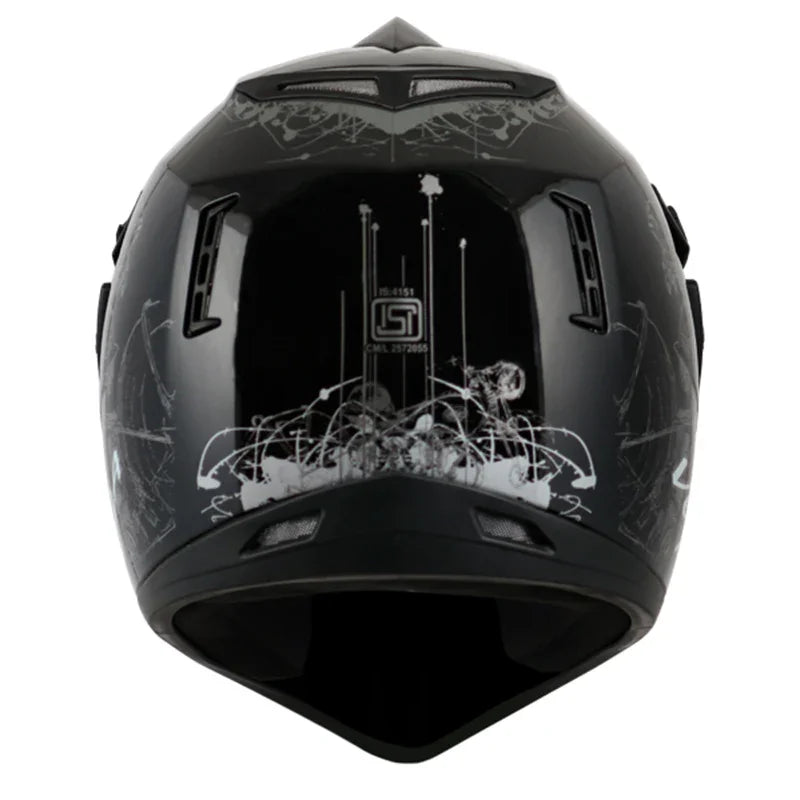 Vega Off Road D/V Sketch Black Silver Helmet - Biker.Store - www.biker.store